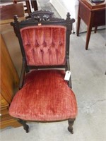 Lot #88 Victorian Eastlake tufted side chair