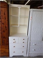 Lot #116 White painted three drawer bookcase
