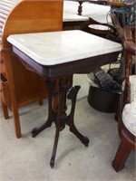 Lot #108 Victorian Walnut marble top lamp table