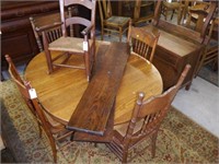 Lot #32 Antique Oak dining table and (4)