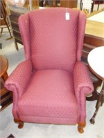 Lot #73 Maroon upholstered wingback recliner