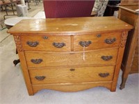 Lot #18 Antique Oak two four drawer bureau