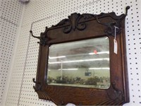 Lot #1a Antique Oak beveled glass wall mirror