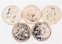 Coin 5 Gem Prooflike Franklin Half Dollars