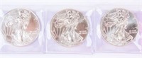 Coin 3 American Silver Eagles Brilliant Unc.