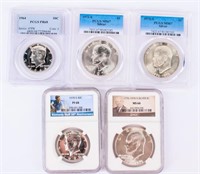 Coin 5 Certified Kennedy & Ike Dollars