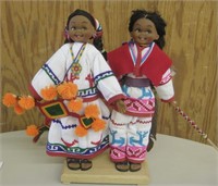 15" Tall - 2 Native American Doll Dancing Figures