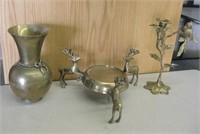 Brassware - Vase, Pedestal & Candlestick Holder