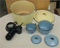 Enamelware - Large Pot, Vaporizer & 2 Small Pots