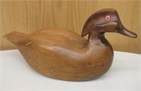 Wood Carved Wood Duck - 13.5" Long