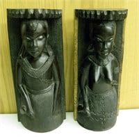 2 Wood Carved African Statues