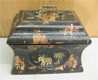 North African Decorated Wood Jewelry Chest