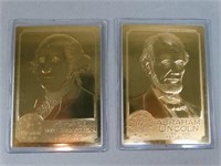 Danbury Mint Gold Foil Washington & Lincoln Cards