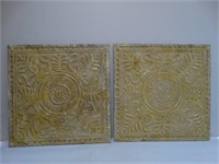 Lot of 2 Large Metal Decorative Wall Panels