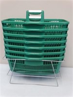 Plastic Shopping Baskets with Metal Rack