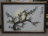 Chinese Oil on Canvas Painting - Birds in a Tree