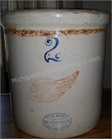 Vintage Red Wing Pottery 2 Gallon Crock