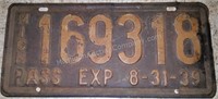 1939  Michigan License Plate