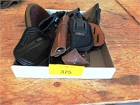 (6) LEATHER HOLSTERS & PISTOL CASE