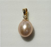$120 14K FW Pearl, Diamond