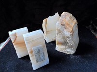 NATURAL ONYX STONE HAND CARVED BOOKENDS
