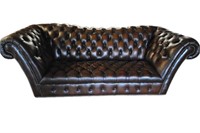 Tufted, Rolled Arm Leather Sofa