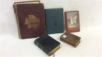 Group of 5 Old Bibles & Religious Books
