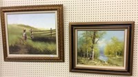 Pair of Signed & Framed Oil on Canvas Paintings