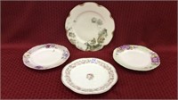 Group of 4 Hand Painted Floral Plates