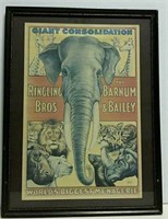 Framed Ringling Bros circus poster