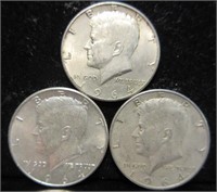 3 kennedy 1964 half dollars