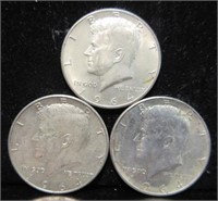 3 kennedy 1964 half dollars