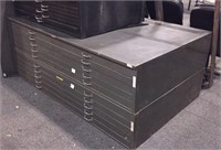 2 Section Hamilton Steel Flat Fold Filing Cabinet