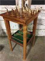 handmade wooden checkboard game table