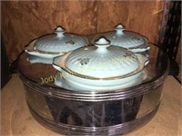 Retro warmer set-3 turquoise pottery pots