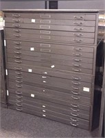 2- 2 Section Steel Flat Fold Filing Cabinet with