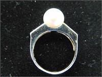 Jewelry - Ring with pearl, 14k white gold, dmnds
