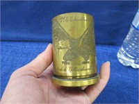 1943 brass "trench art" carved 40mm shell navy
