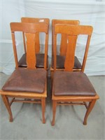 4 Oak T Back Chairs