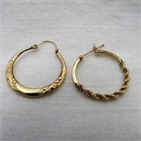 2 Mis-Matched 14K Gold Scrap Earrings 2.2 Grams
