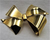 14K Gold Bow Pin Brooch 9.6 Grams TW
