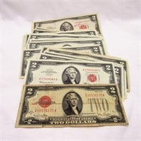 17 $2.00 US Notes 1-1928, 1-1953, 12-1963 & 3-1976