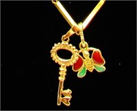 14K Gold 18" Necklace w/2 14K Charms 5.6 Gr TW