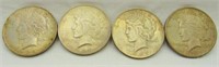 4 Silver Peace Dollars 1922, (2) 1923 & 1924