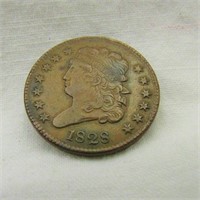 1828 13 Star Half Cent Coin