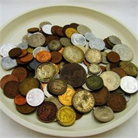 Bag of Foreign Coins including some Silver