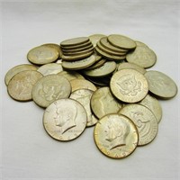 40 ea 1965-1969 Kennedy Half Dollars 40% Silver