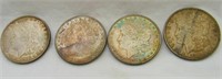 4 Morgan Silver Dollars 1886 1901 O, 1902 O & 1921