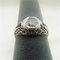 18K White Gold & Sapphire Ring 2.4 Grams TW