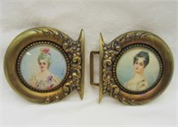 Victorian Portrait Belt Buckles Set in Sterling